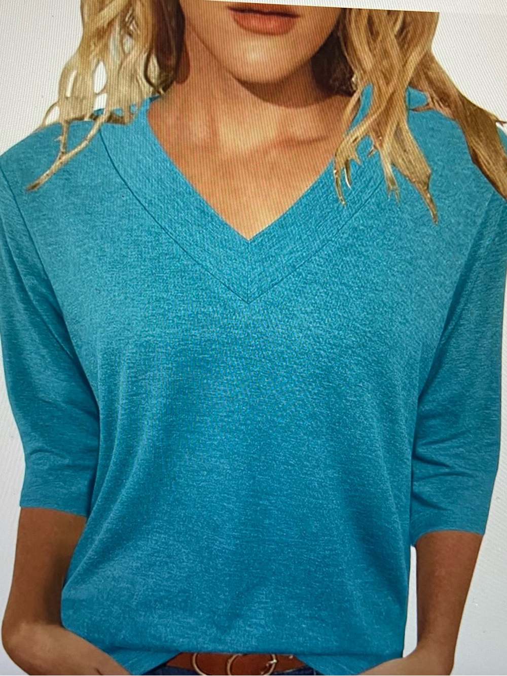 3/4 Sleeve V-Neck Women's Top